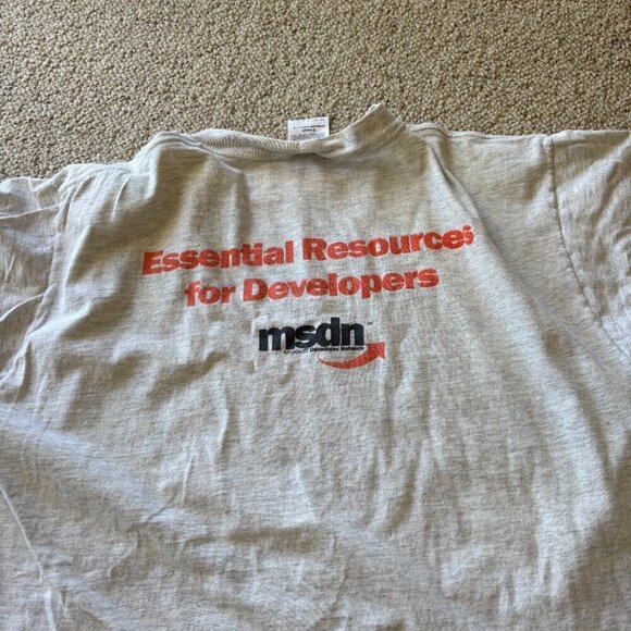 Vintage MSDN T-Shirt | XL | Tultex | Single Stitch | Heather Gray | 90s Tech Tee - Picture 5 of 7
